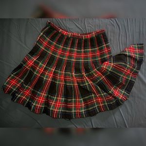Wool plaid pleated skirt